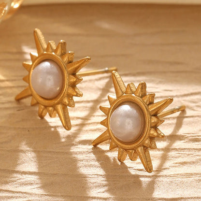 Golden Heart Pearl Earrings