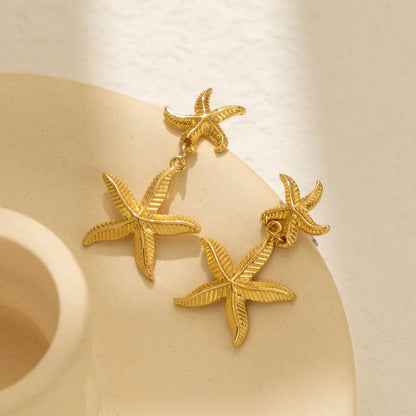 Retro Starfish Pendant Earrings