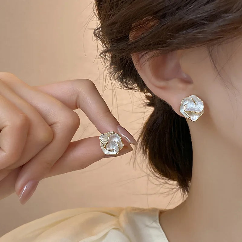 LuxePetal Stud Earrings